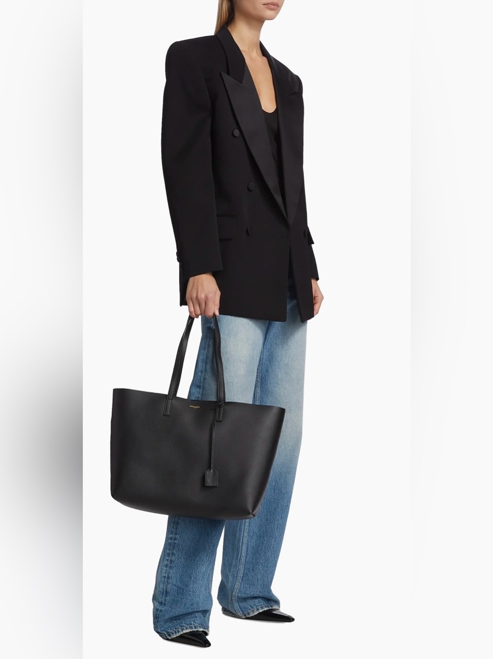 Saint Laurent Shopping Tote Bag in Black Leather - Picture 3 of 16